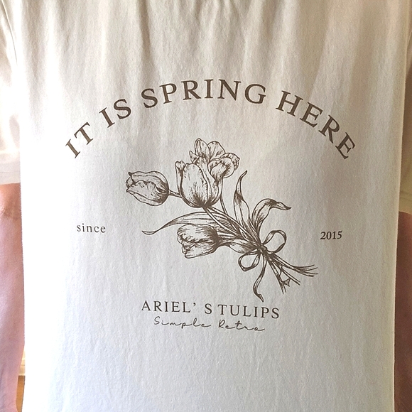 Simple Retro Cream and Brown It Is Spring Here T-Shirt - Picture 1 of 4